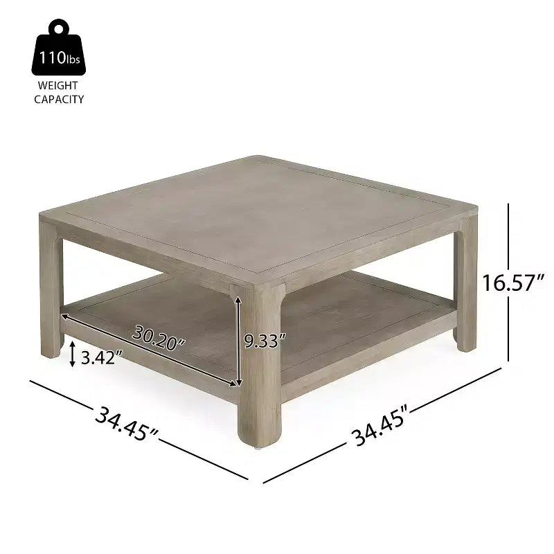 Table basse carrée à double plateau au design moderne pour l'intérieur