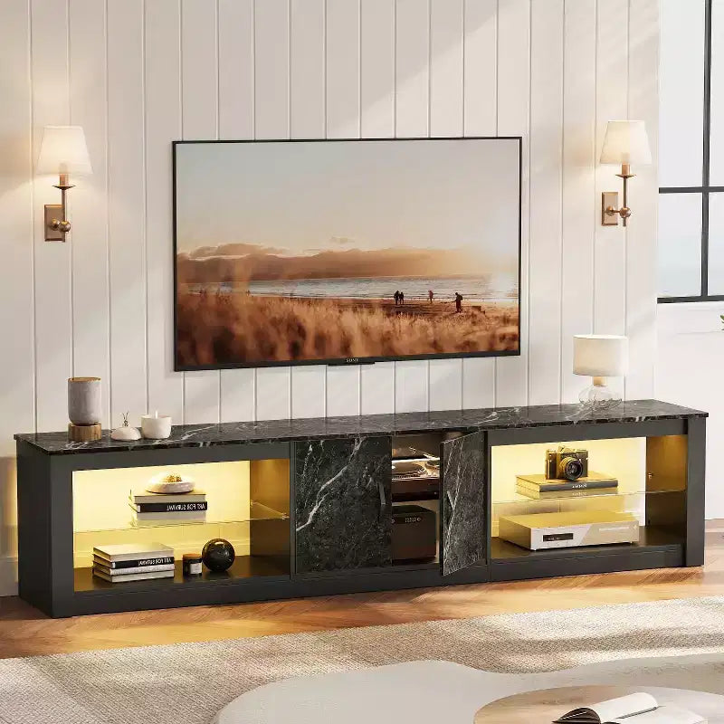 Meuble TV 70 po pour téléviseurs jusqu'à 75 po, centre de divertissement pour salon