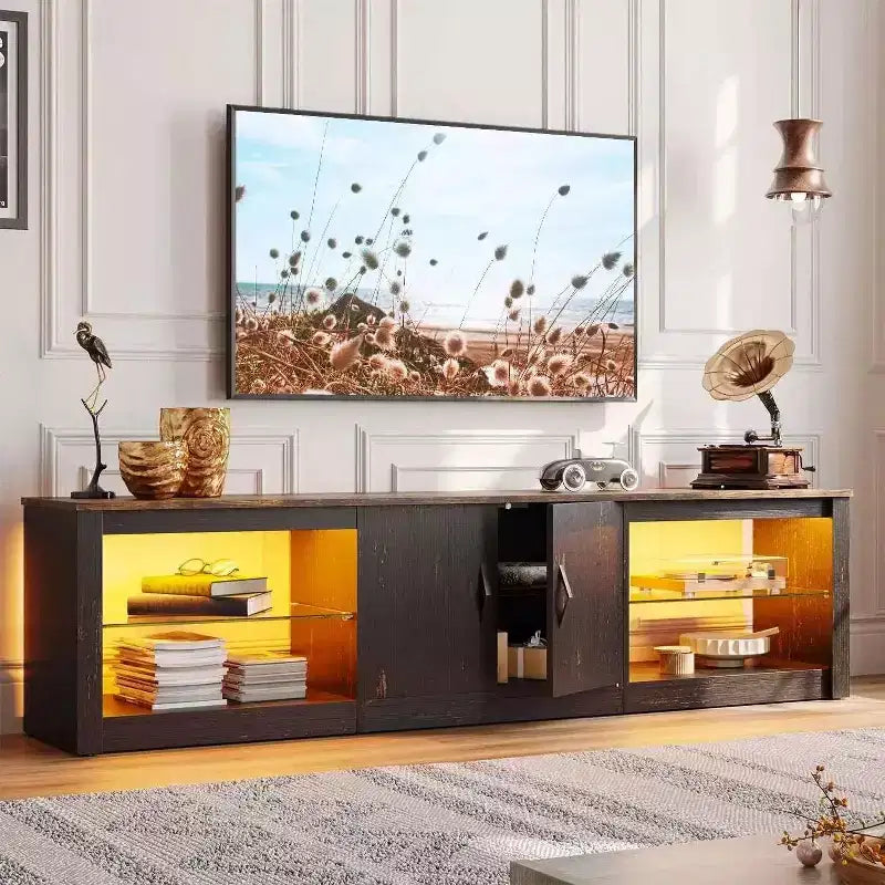 Meuble TV 70 po pour téléviseurs jusqu'à 75 po, centre de divertissement pour salon