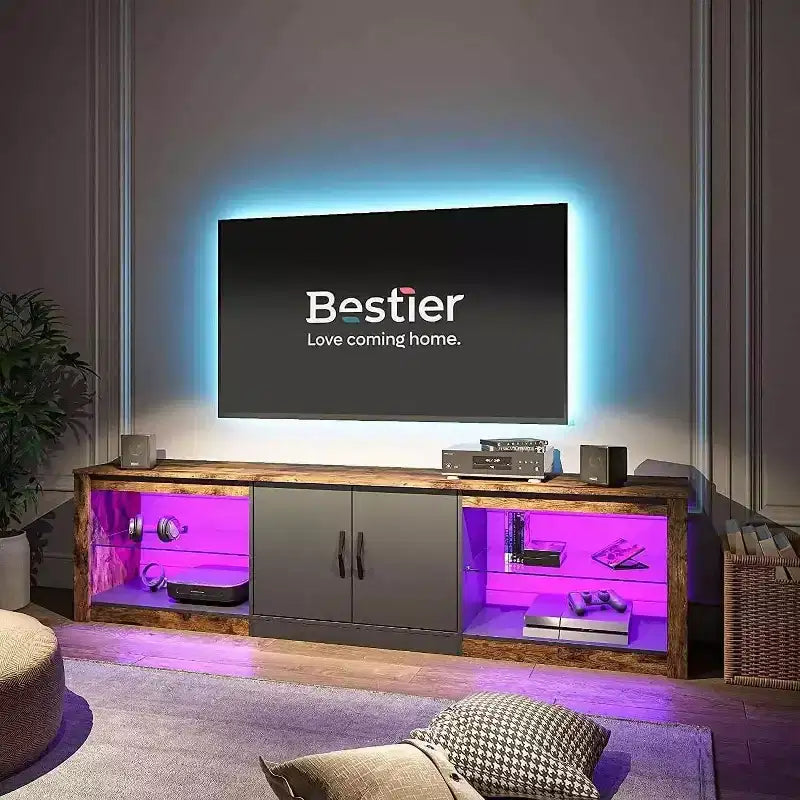 Meuble TV 70 po pour téléviseurs jusqu'à 75 po, centre de divertissement pour salon
