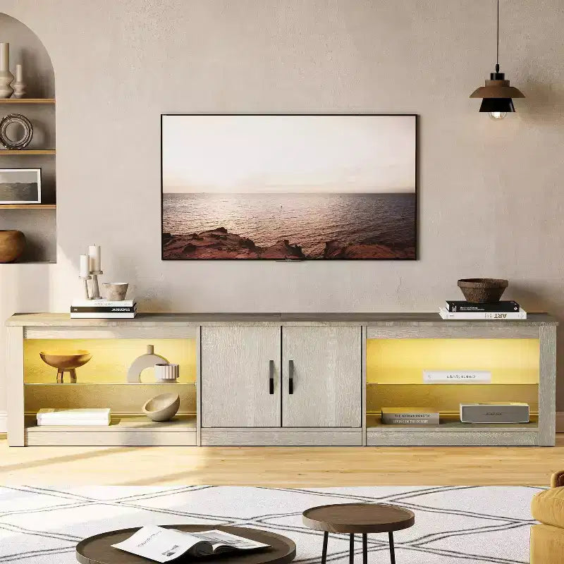 Bestier 70 LED TV Stand for TVs up to 75 Entertainment Center for Living Room