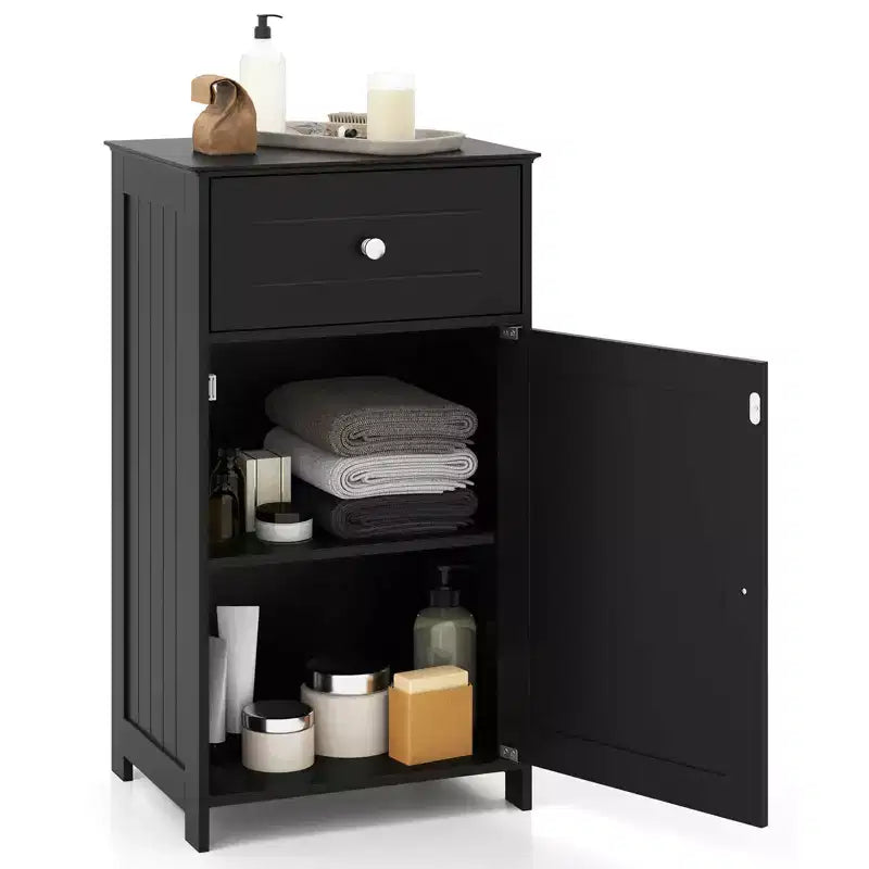 Meuble de rangement de salle de bain avec étagères et tiroirs, organisateur de serviettes, blanc/gris/noir