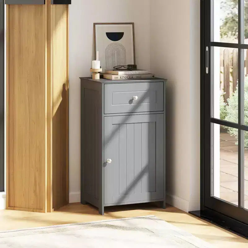 Meuble de rangement de salle de bain avec étagères et tiroirs, organisateur de serviettes, blanc/gris/noir