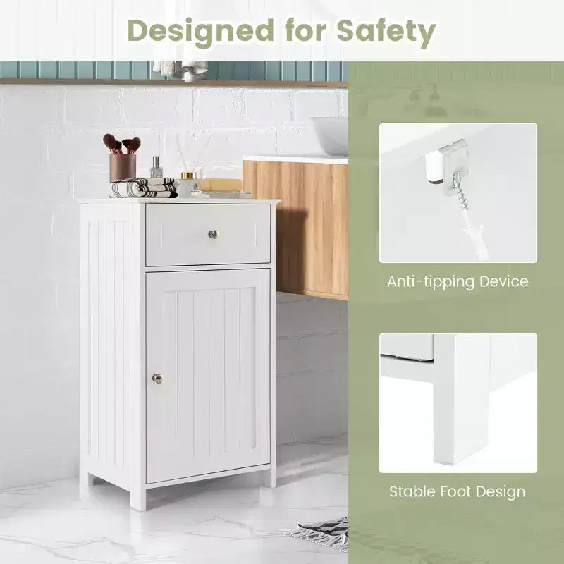 Meuble de rangement de salle de bain avec étagères et tiroirs, organisateur de serviettes, blanc/gris/noir
