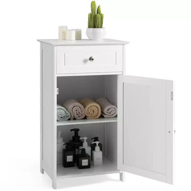 Meuble de rangement de salle de bain avec étagères et tiroirs, organisateur de serviettes, blanc/gris/noir