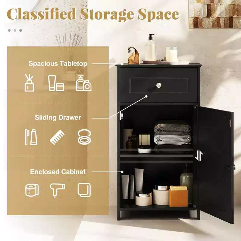Meuble de rangement de salle de bain avec étagères et tiroirs, organisateur de serviettes, blanc/gris/noir