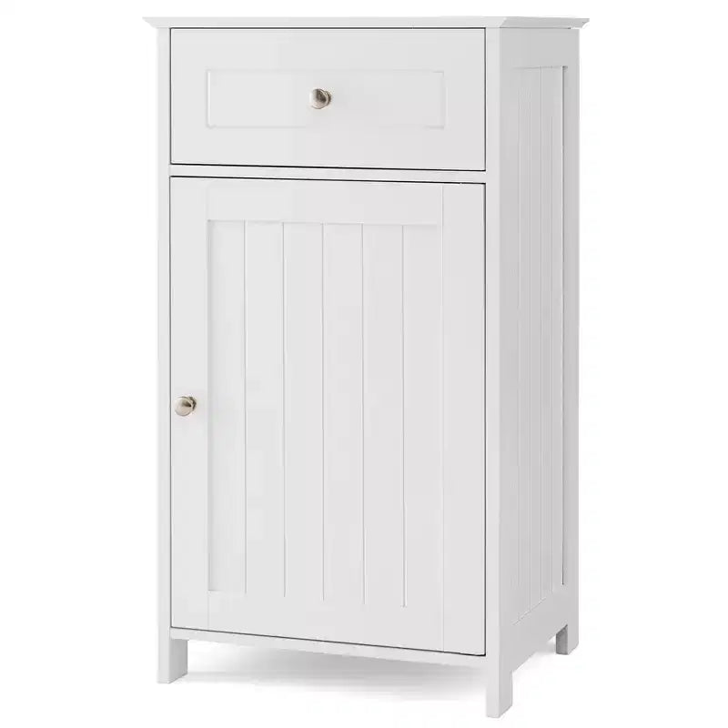 Meuble de rangement de salle de bain avec étagères et tiroirs, organisateur de serviettes, blanc/gris/noir