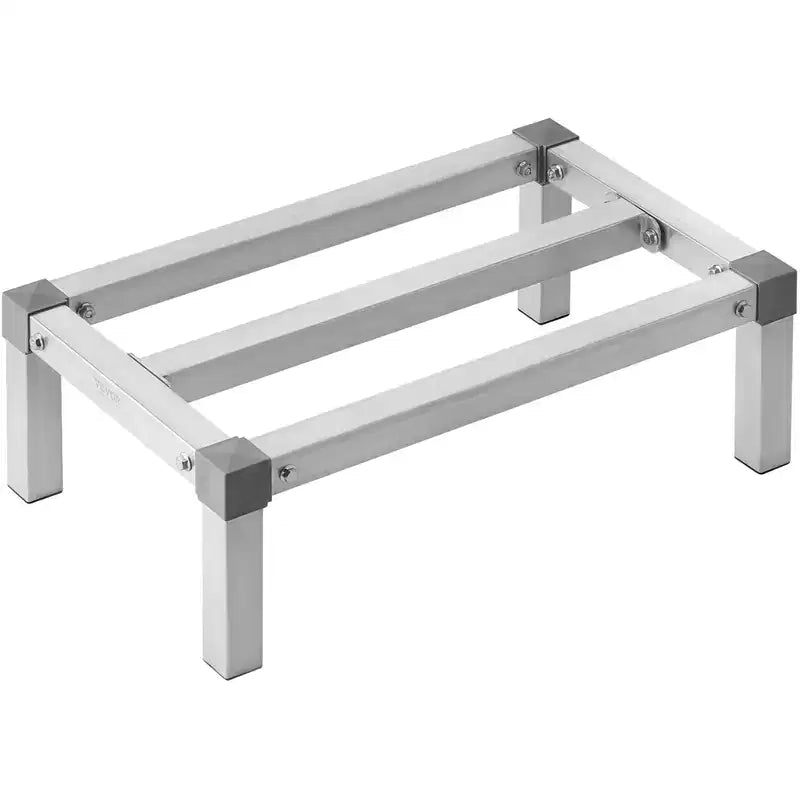 VEVOR Aluminum Dunnage Rack, 24 x 14 Commercial Food Floor Rack, 8 Off the Floor, 1000 lbs Capacity Adjustable Aluminum Storage Rack