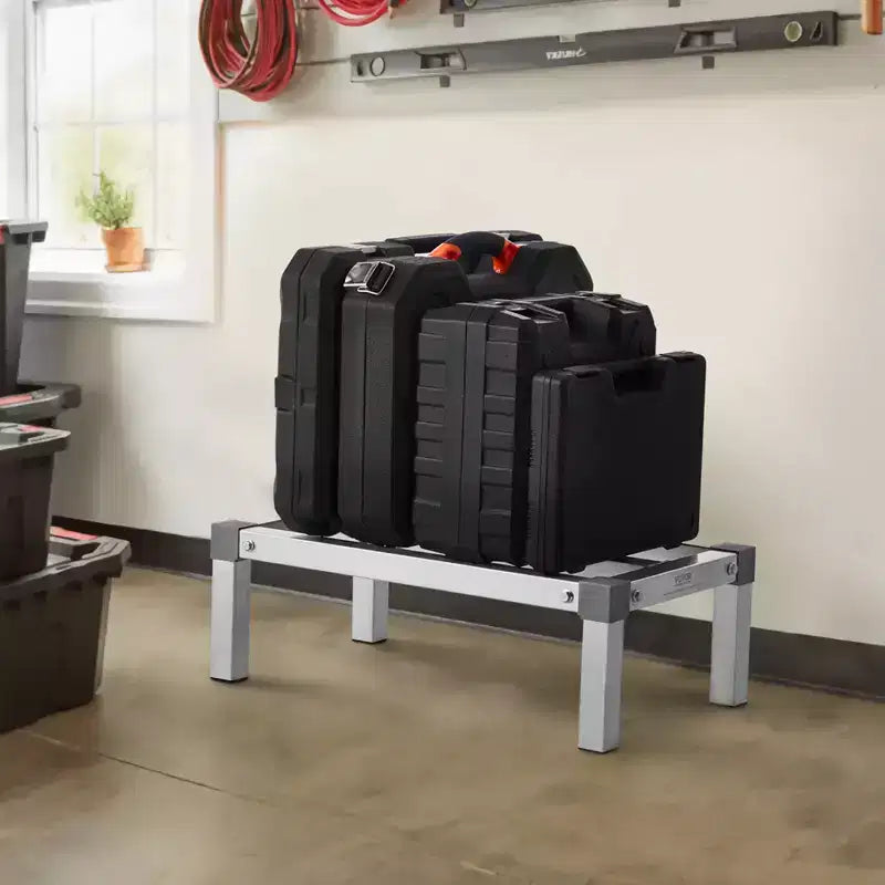 Étagère à dunnage en aluminium, Étagère de plancher commerciale de 60,96 x 35,56 cm pour aliments, à 20,32 cm du sol, Capacité de 453,59 kg, Étagère de rangement en aluminium réglable