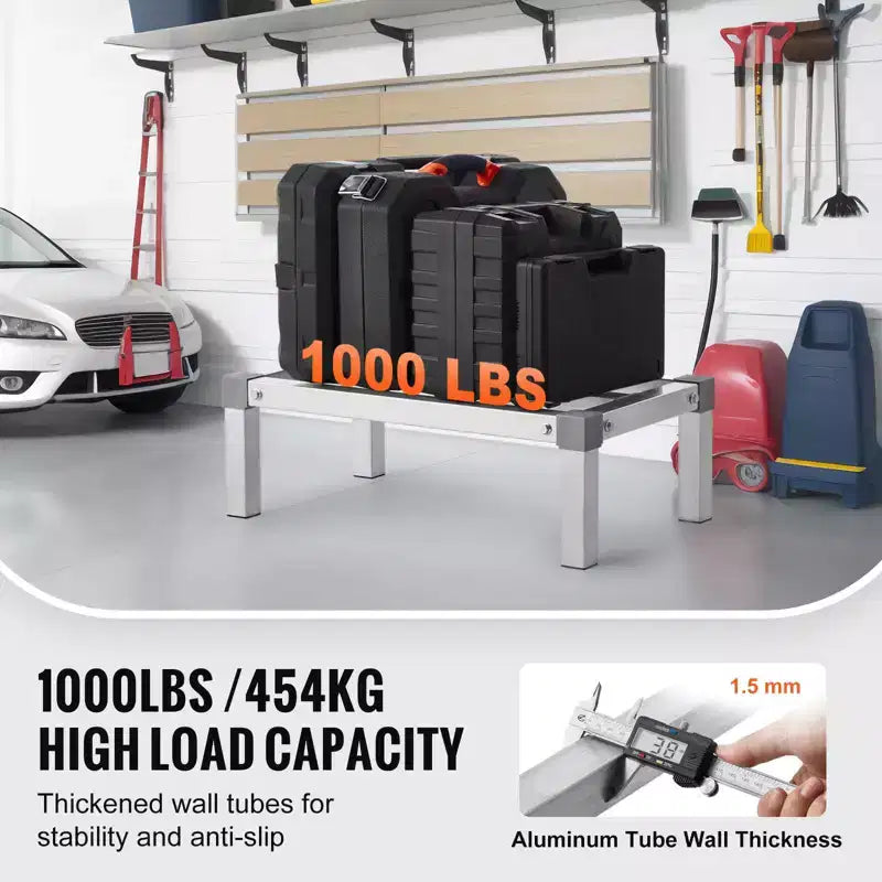 Étagère à dunnage en aluminium, Étagère de plancher commerciale de 60,96 x 35,56 cm pour aliments, à 20,32 cm du sol, Capacité de 453,59 kg, Étagère de rangement en aluminium réglable
