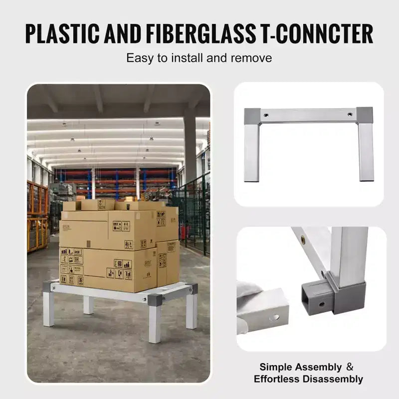 Étagère à dunnage en aluminium, Étagère de plancher commerciale de 60,96 x 35,56 cm pour aliments, à 20,32 cm du sol, Capacité de 453,59 kg, Étagère de rangement en aluminium réglable