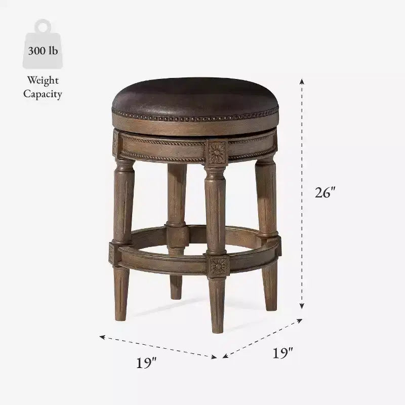 Tabourets de bar pivotants sans dossier à hauteur de comptoir en similicuir