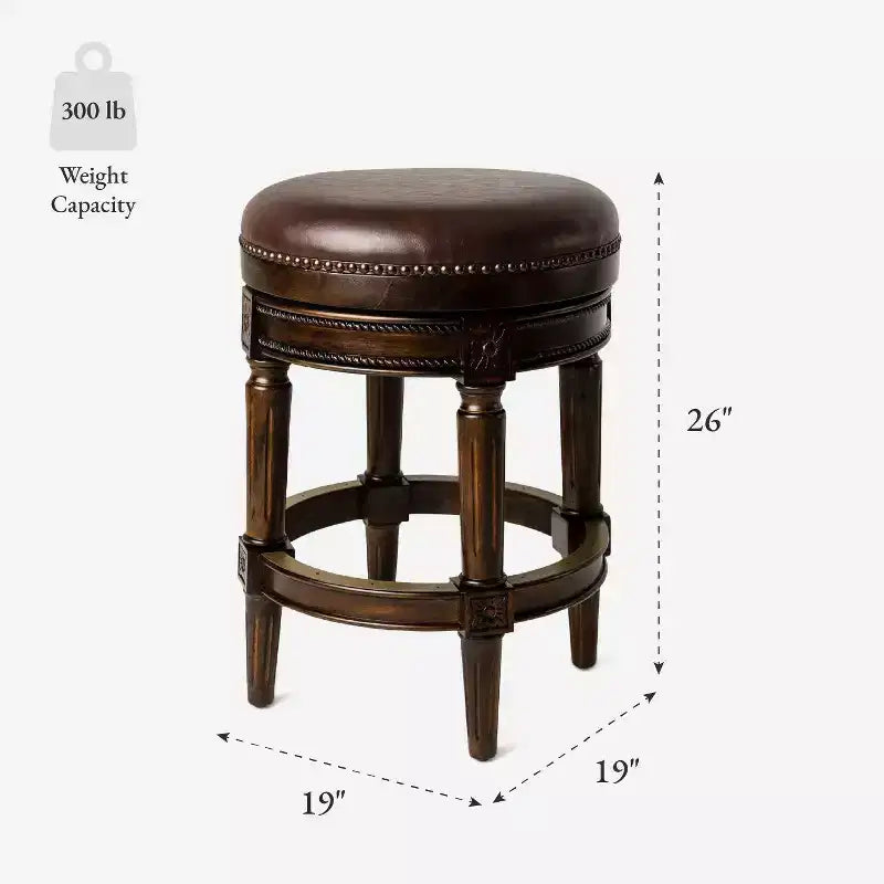 Tabourets de bar pivotants sans dossier à hauteur de comptoir en similicuir