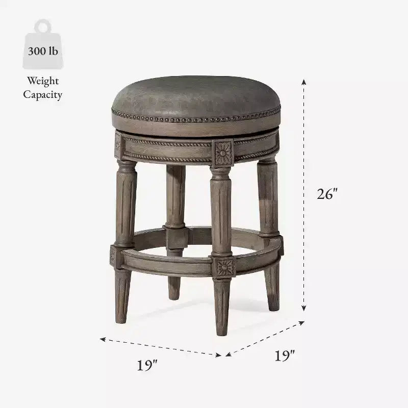 Tabourets de bar pivotants sans dossier à hauteur de comptoir en similicuir