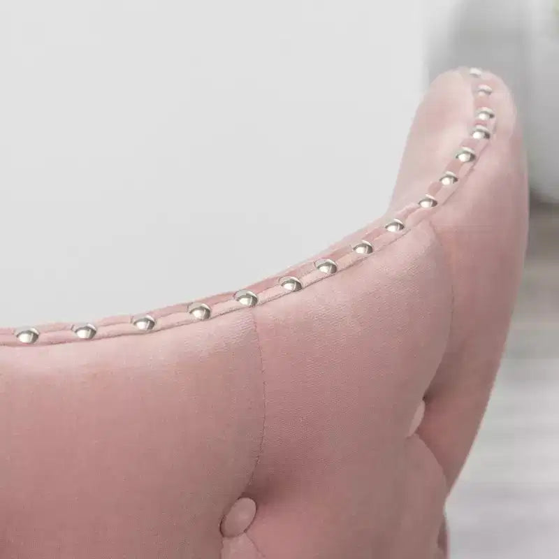 Fauteuil d'appoint contemporain en velours avec revêtement clouté, coussins profonds, fauteuil élégant avec pieds en bois massif pour salon ou chambre à coucher