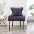 Fauteuil d'appoint contemporain en velours avec revêtement clouté, coussins profonds, fauteuil élégant avec pieds en bois massif pour salon ou chambre à coucher