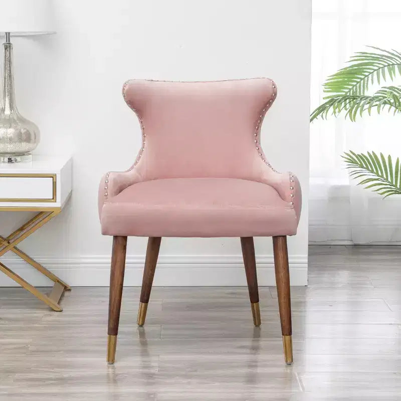 Okak Velvet Contemporary Accent Chair with Nailhead Trim Upholstery Deep Cushions Elegant Armchair with Solid Wood Legs for Living Room Bedroom