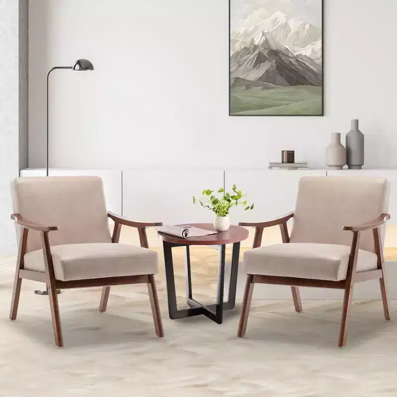 Fauteuil d'appoint pour chambre, Chaise de style moderne du milieu du siècle, Structure en bois massif, Dossier extra-épais, Chaise à oreilles, Salle de lecture