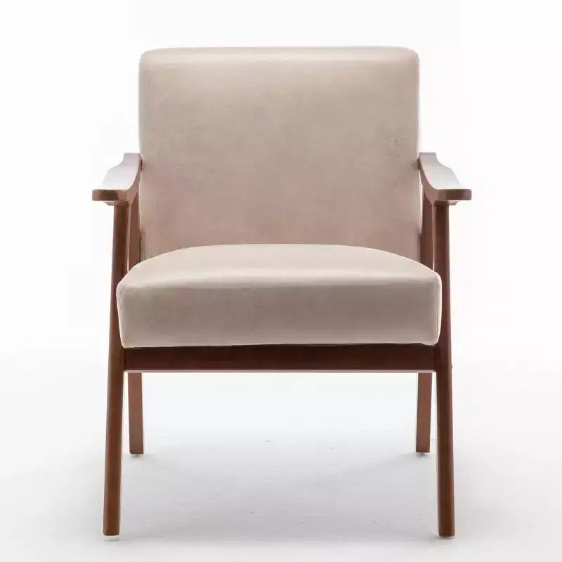 Fauteuil d'appoint pour chambre, Chaise de style moderne du milieu du siècle, Structure en bois massif, Dossier extra-épais, Chaise à oreilles, Salle de lecture