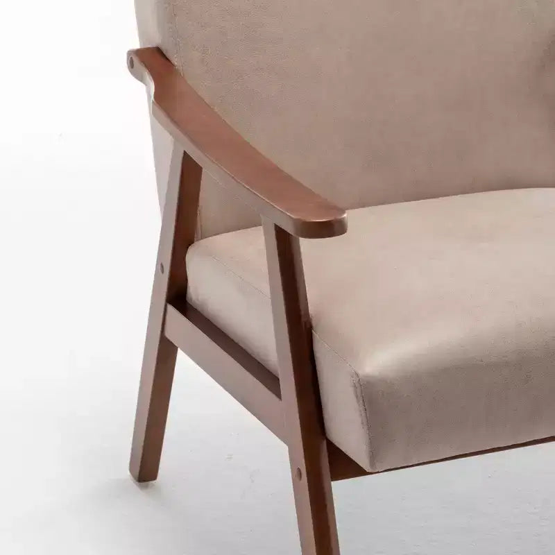 Fauteuil d'appoint pour chambre, Chaise de style moderne du milieu du siècle, Structure en bois massif, Dossier extra-épais, Chaise à oreilles, Salle de lecture