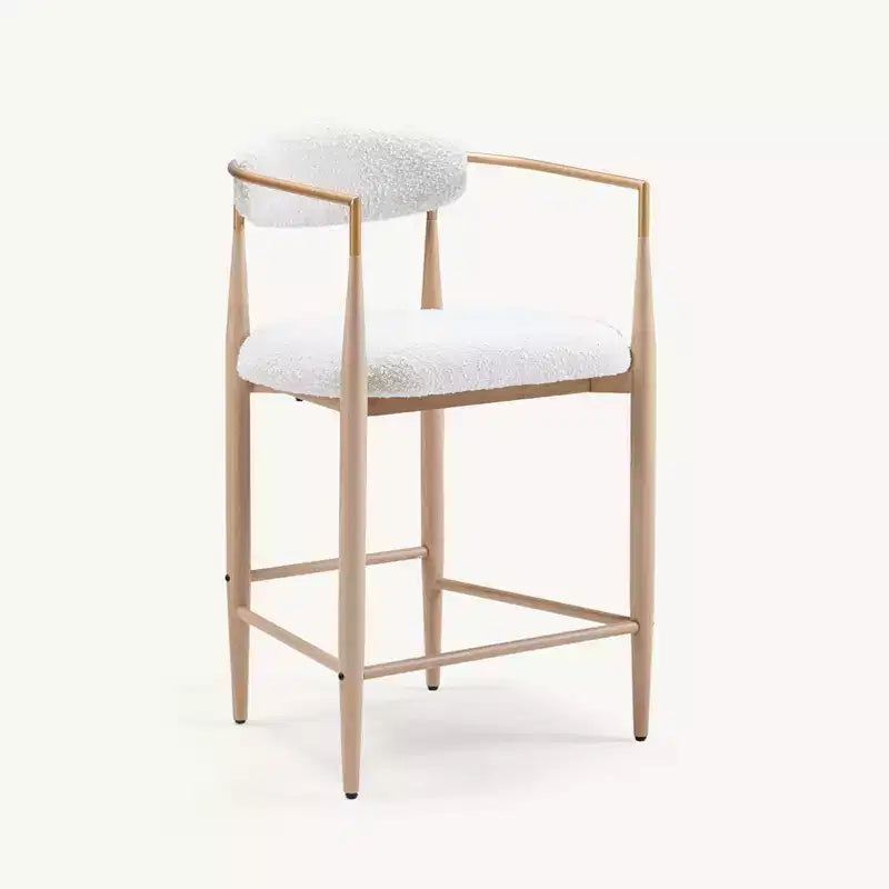 Tabourets de bar à manger Boucle, avec pieds en métal imitation bois pour cuisine, salon, restaurant, café