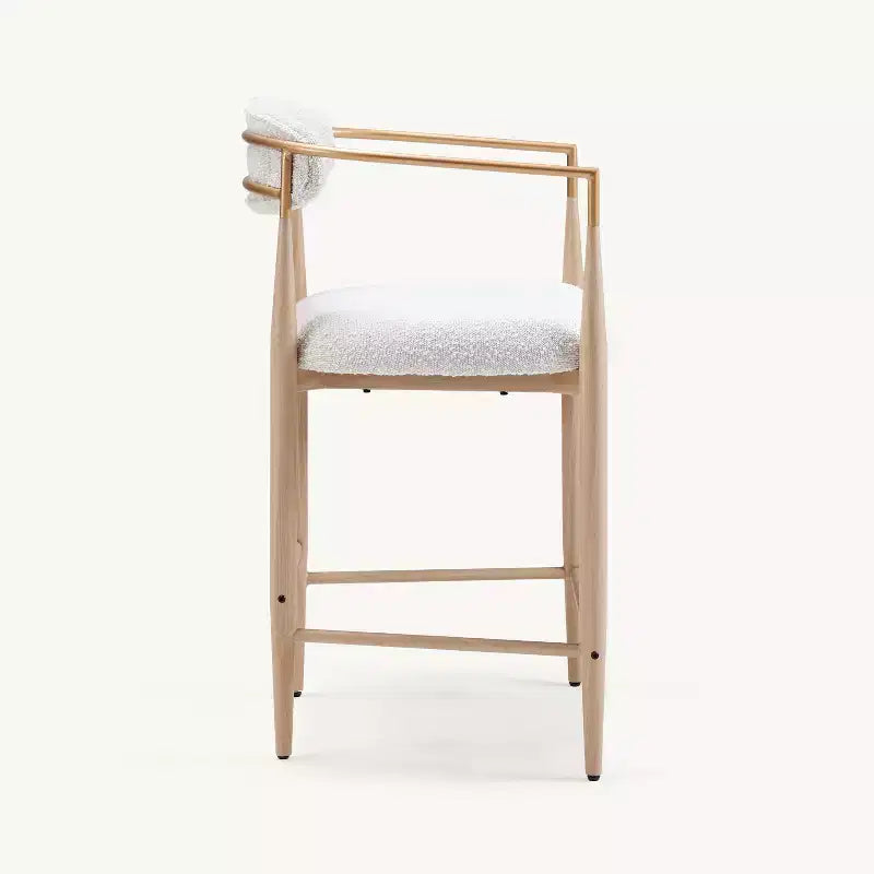 Tabourets de bar à manger Boucle, avec pieds en métal imitation bois pour cuisine, salon, restaurant, café