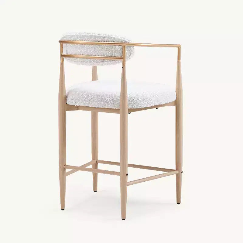 Tabourets de bar à manger Boucle, avec pieds en métal imitation bois pour cuisine, salon, restaurant, café