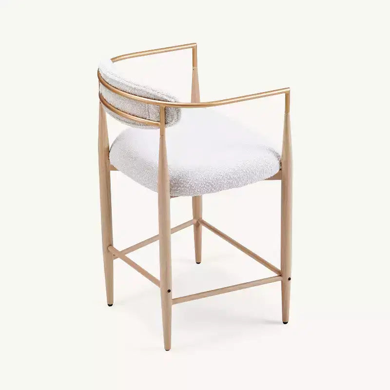 Tabourets de bar à manger Boucle, avec pieds en métal imitation bois pour cuisine, salon, restaurant, café