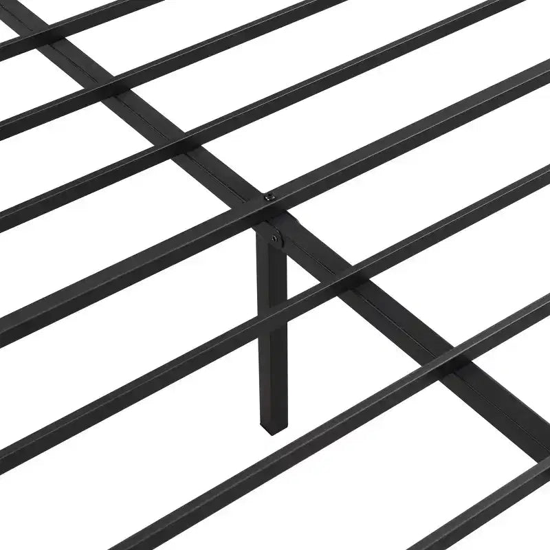 Cadre de lit King Size avec tête de lit, lit plateforme moderne avec décoration en panneaux de bois pour chambre à coucher, noir