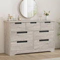 7-Drawer Dresser for Bedroom, Modern Gray Chest with Recessed Handles, Wooden Storage Organizer for Living Room, Nursery, Hallway, or Entryway