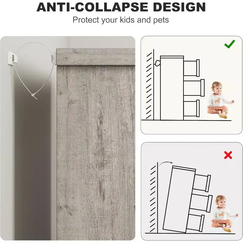 Commode à 7 tiroirs pour chambre à coucher, commode grise moderne avec poignées encastrées, organisateur de rangement en bois pour salon, chambre d'enfant, couloir ou entrée