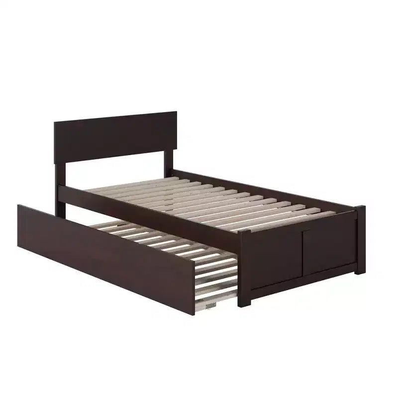 HomeStock Twin Size Brown Finish Beds with Headboards