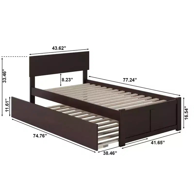 Lits jumeaux marron avec têtes de lit