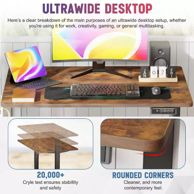 Bureau électrique réglable en hauteur pour ordinateur