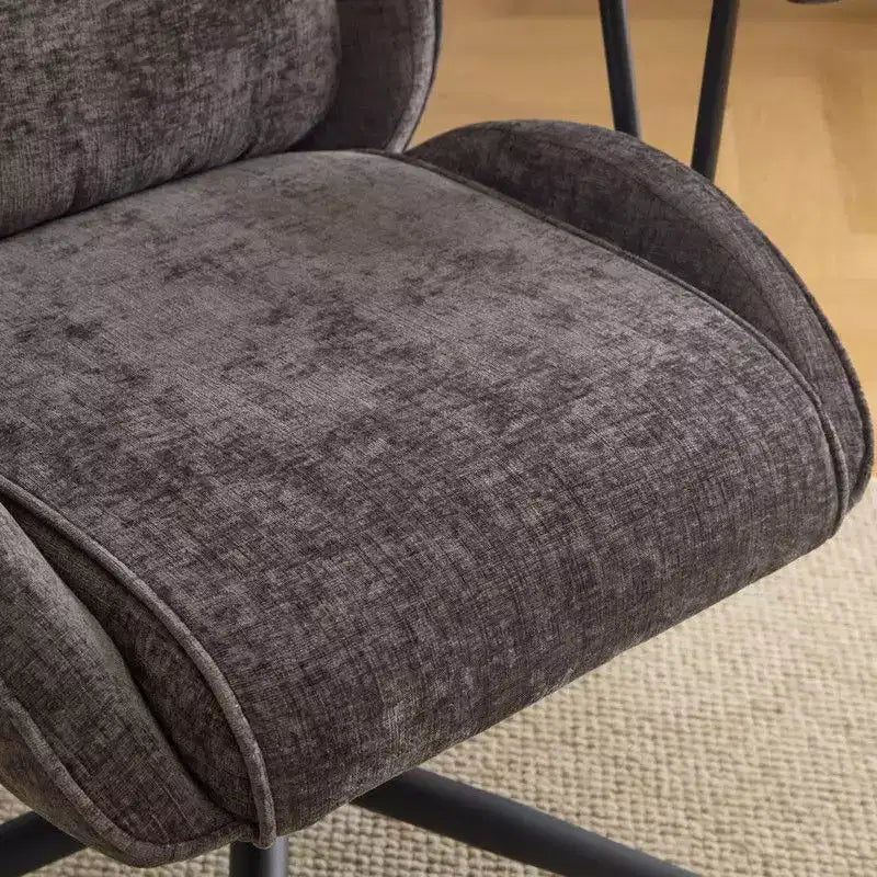 Fauteuil pivotant de loisirs d'intérieur réglable à dossier haut en PU noir