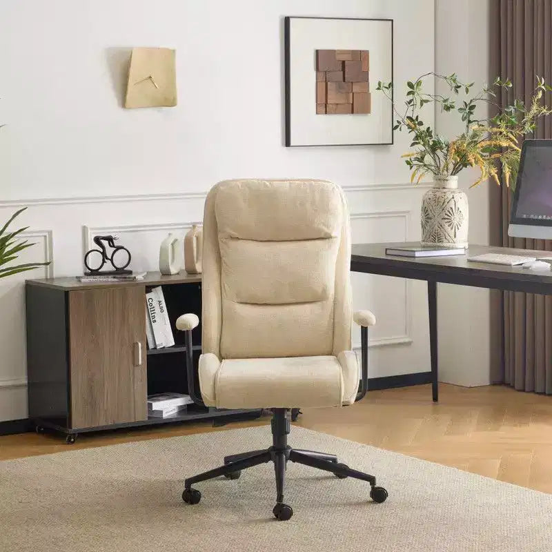 Fauteuil pivotant de loisirs d'intérieur réglable à dossier haut en PU noir