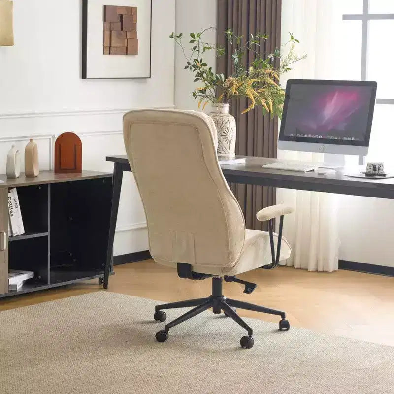 Fauteuil pivotant de loisirs d'intérieur réglable à dossier haut en PU noir