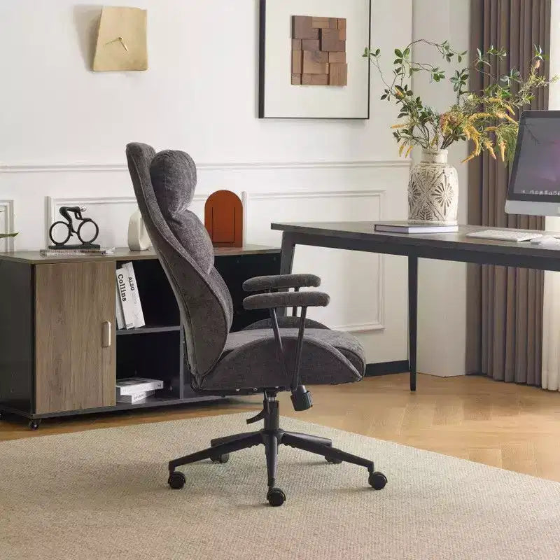 Fauteuil pivotant de loisirs d'intérieur réglable à dossier haut en PU noir