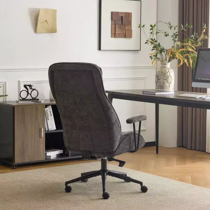 Fauteuil pivotant de loisirs d'intérieur réglable à dossier haut en PU noir