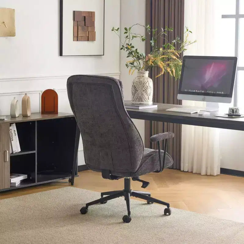 Fauteuil pivotant de loisirs d'intérieur réglable à dossier haut en PU noir