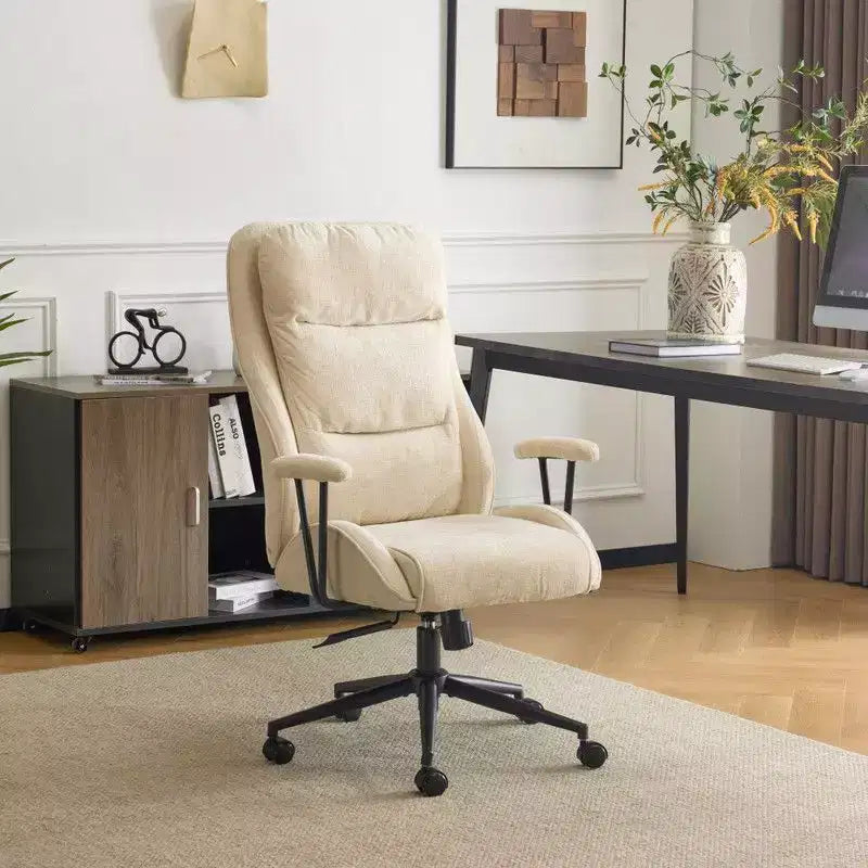 Fauteuil pivotant de loisirs d'intérieur réglable à dossier haut en PU noir