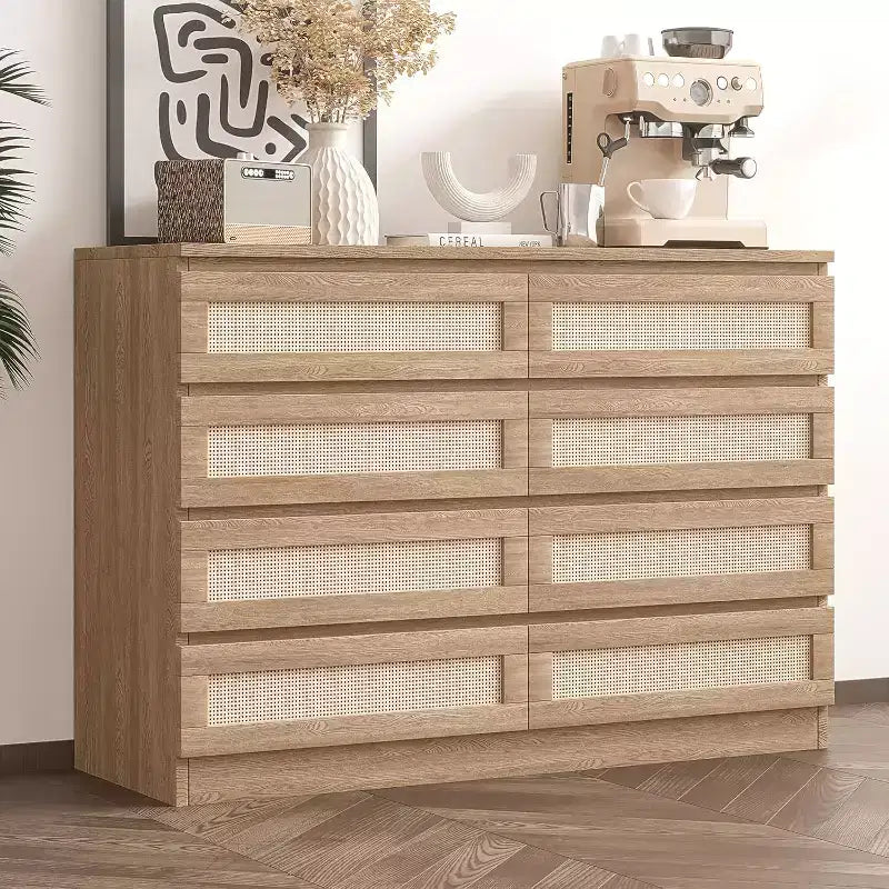 Armoires de rangement décoratives en rotin, commode pour chambre à coucher, commode à 8 tiroirs pour placard