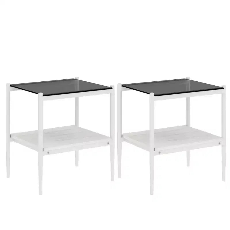 Table d'appoint rectangulaire, dessus de table en verre trempé avec couche de MDF, table moderne pour le salon, verre gris