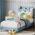 Velvet Bookcase Bed Frame  Twin/Twin XL/Full Kids Platform Bed w/ Storage Headboard, Heavy-Duty Steel Frame