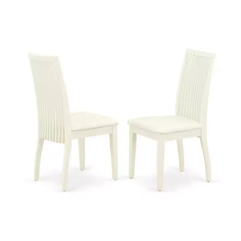 3-Piece Linen White Finish Solid Wood Top - Dining Room Set - Seats 4