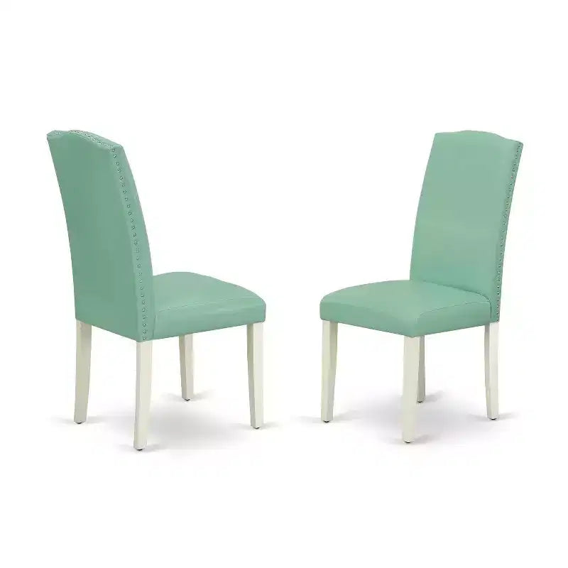 Round Kitchen Table Set 3pc 42 Inch Table w/ Drop Leaves & 2 Parsons Chairs - Modern Dining Set