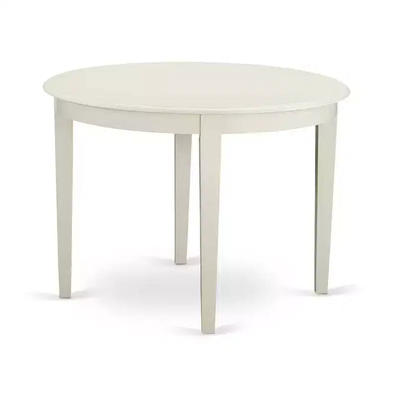 HomeStock 5-Pc Linen white Solid Wood Top - Round Dining Room Set - Seats 4