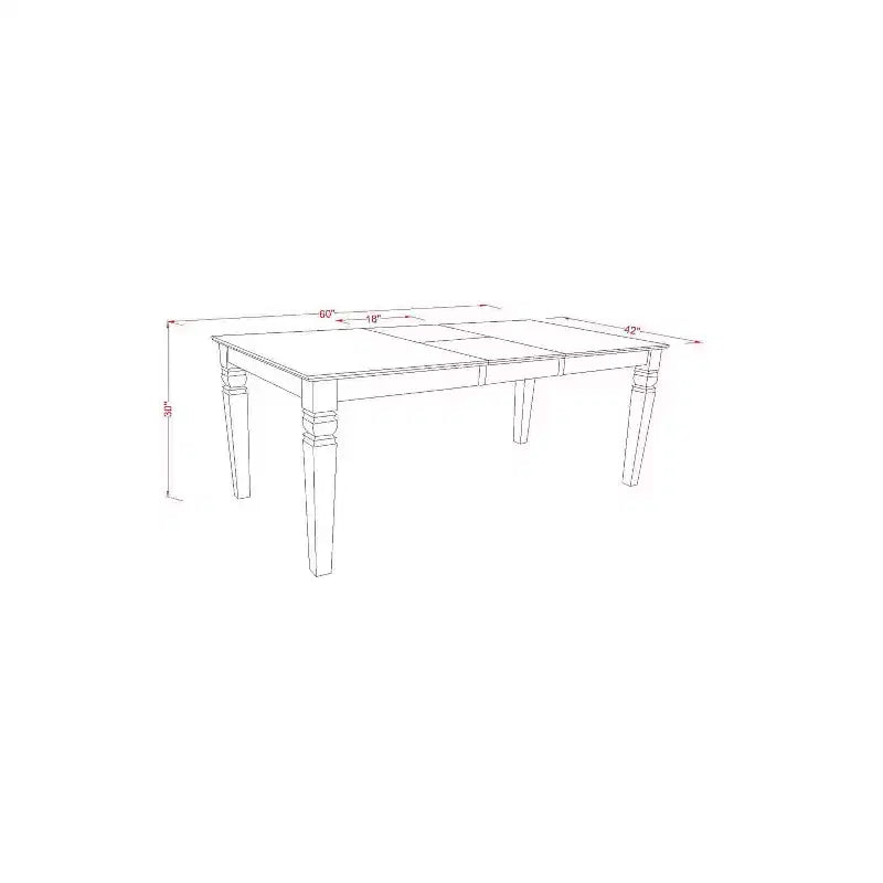 Rustic Dinette Table Set 7Pc 42x60 Rectangular Table w/ Leaf & 6 Parsons Chairs