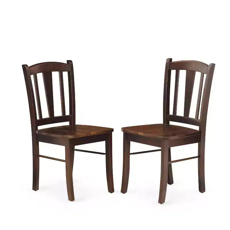 HomeStock 5-Piece Mahogany Finish Solid Wood Top Dining table with 4 Chairs with Drop Leaf Slat Back