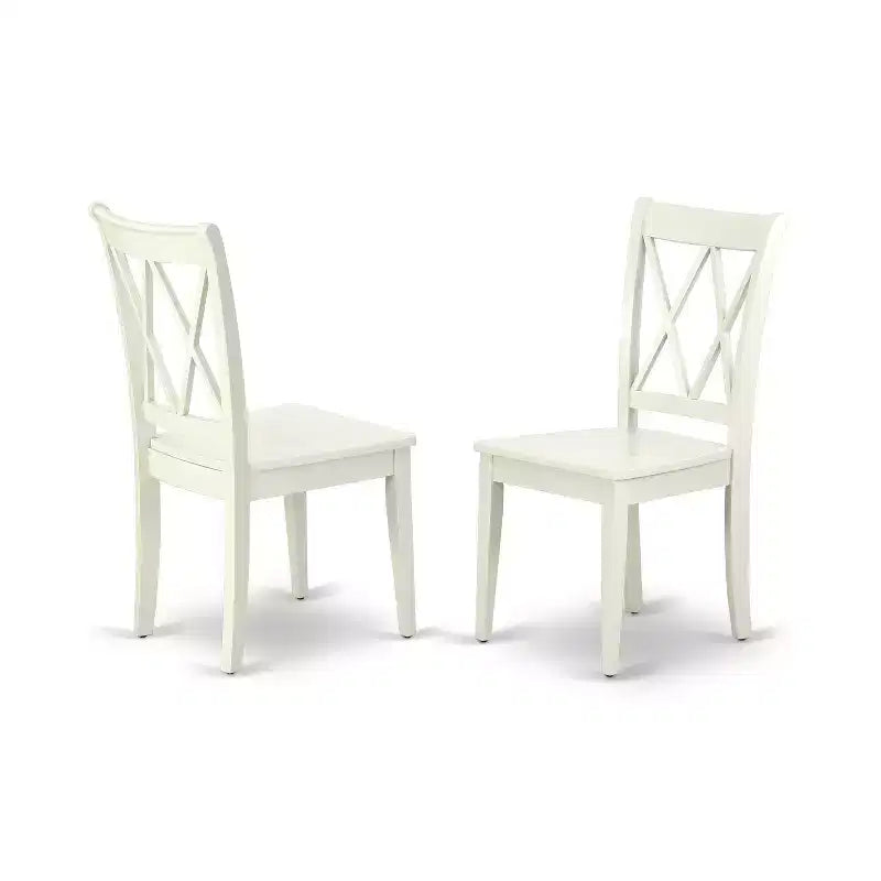 HomeStock 5-Pc Linen White Finish Solid Wood Top - Rectangular Dining Room Set - Seats 4